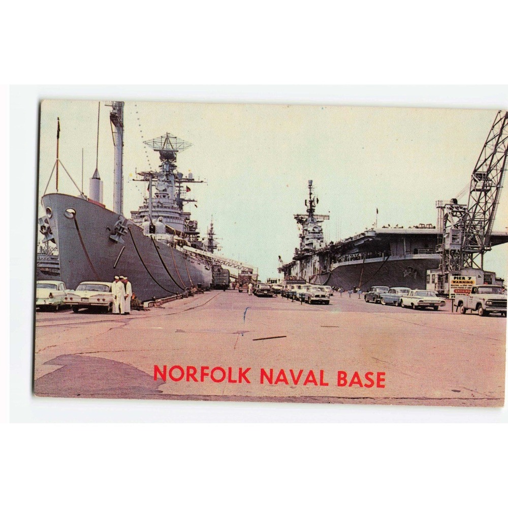 Vintage Norfolk Naval Base Virginia Postcard Pier 7 Military Ships Dexter Press